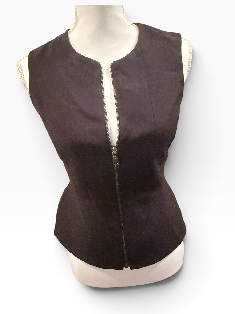 BCBGMAXAZRIA Black Fitted Zip Front Vest Top XS/S